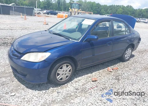 2005 Honda Civic Vp из США, поврежденный, VIN 1HGES16305L018819